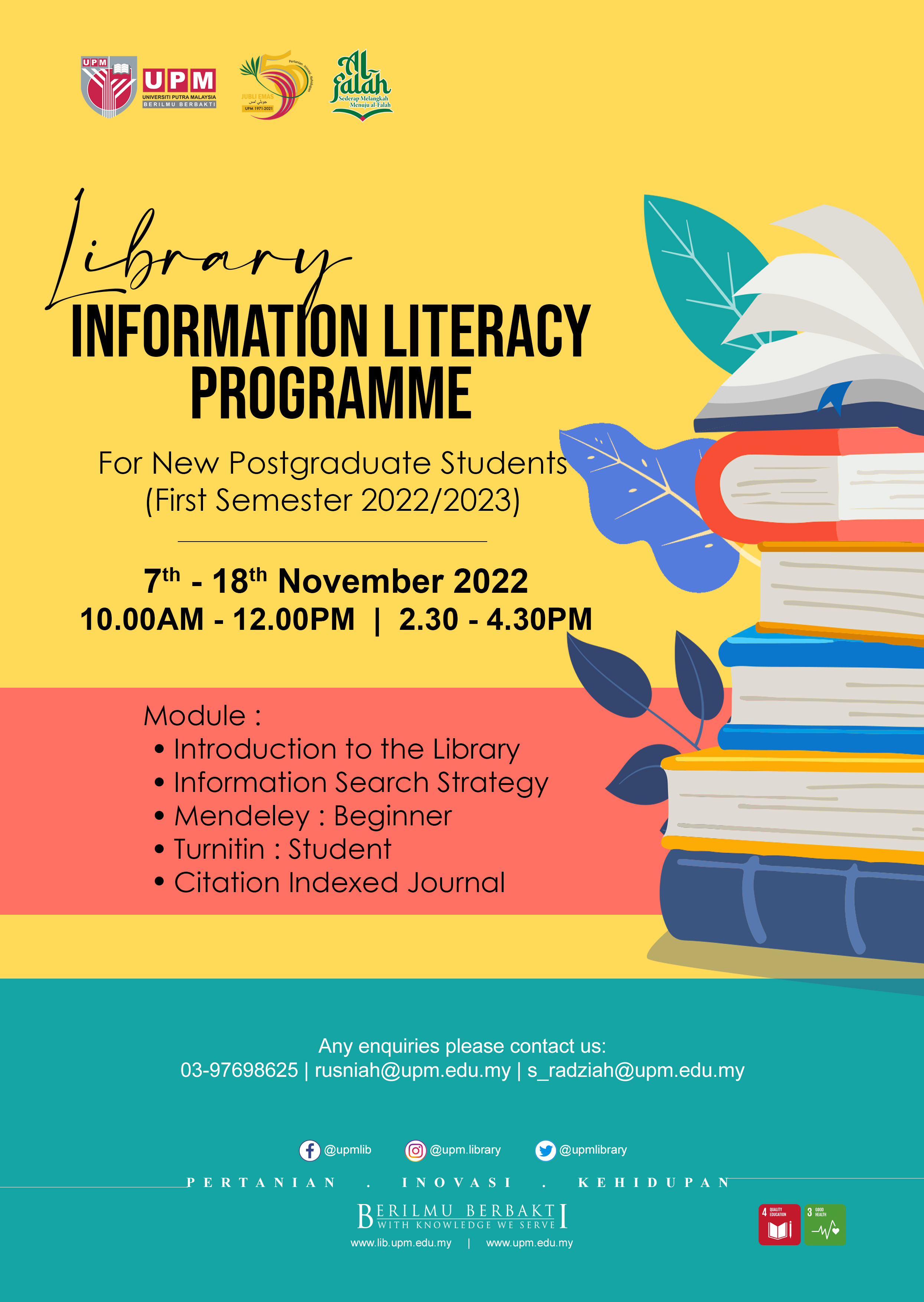 Program Literasi Maklumat Perpustakaan untuk Pelajar Pasca Siswazah 2022/2023