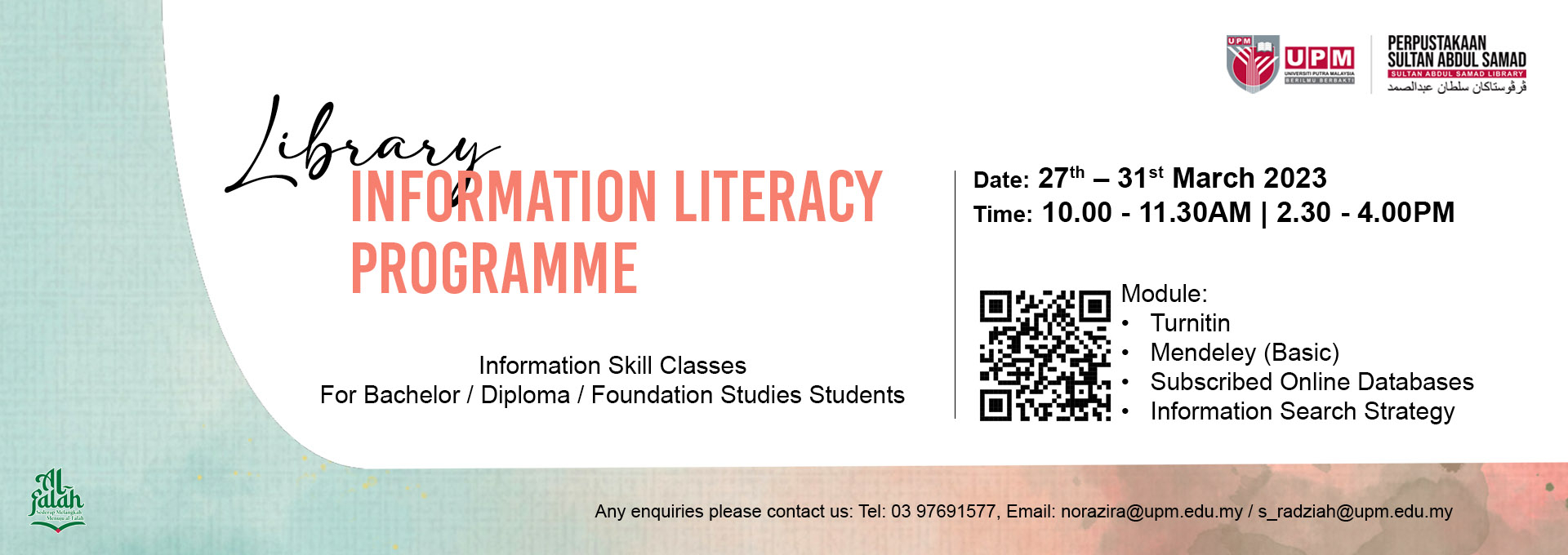 Information Literacy Programme : Information Skilss Classes For Students (Bachelor/Diploma/Foundation Studies)