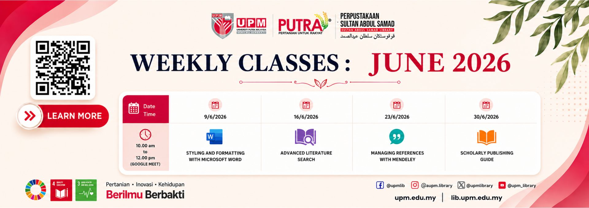 WEEKLY CLASSES (MAY) 2026