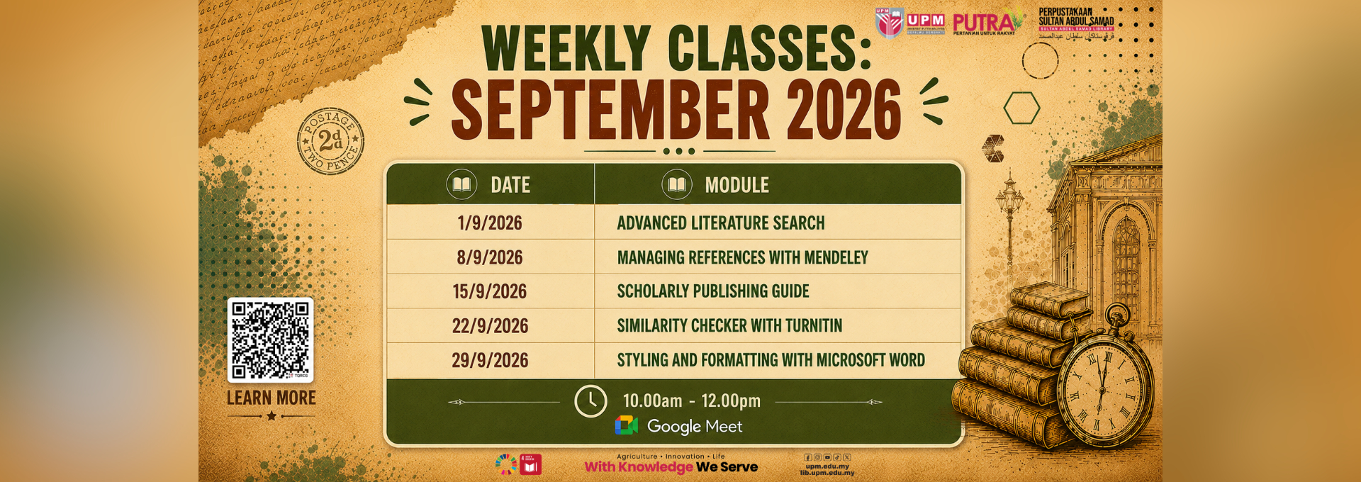 WEEKLY CLASSES (SEPT) 2026